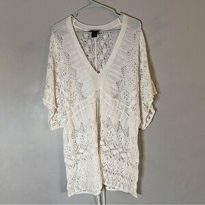 Lane Bryant White Knitted Tunic Top Cover Up